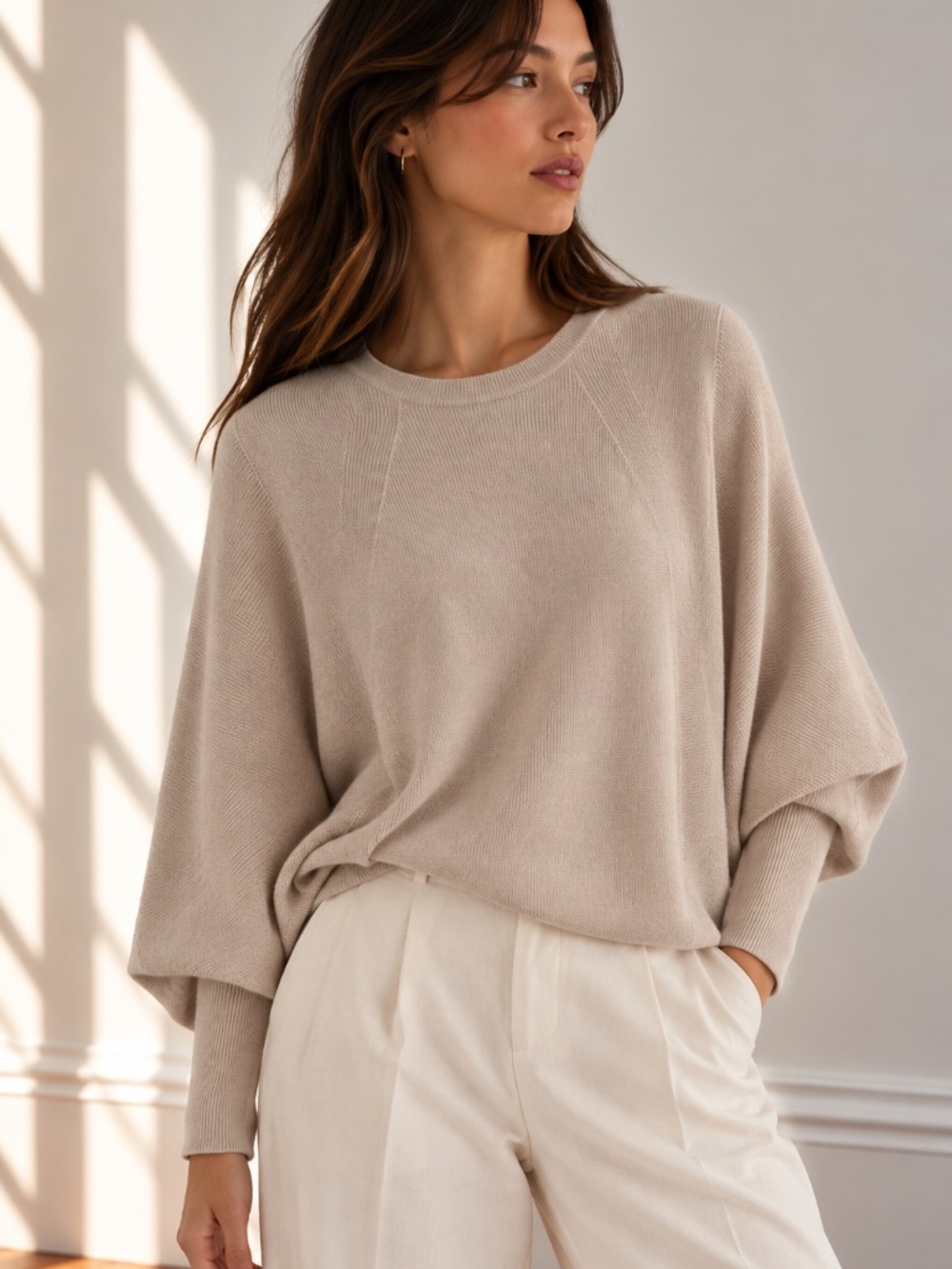 Club Monaco 100% Wool Gizal Dolman Pullover Sweater in Oatmeal Beige size Large